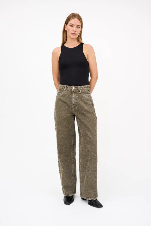 Kaia slung jeans wash antique olive green
