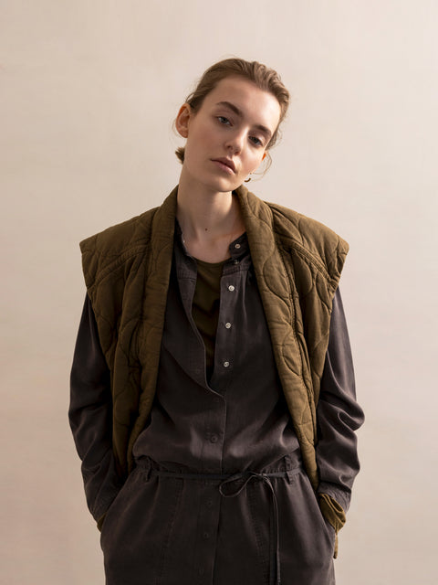 Quilted jacket (mouwloos) - dark moss
