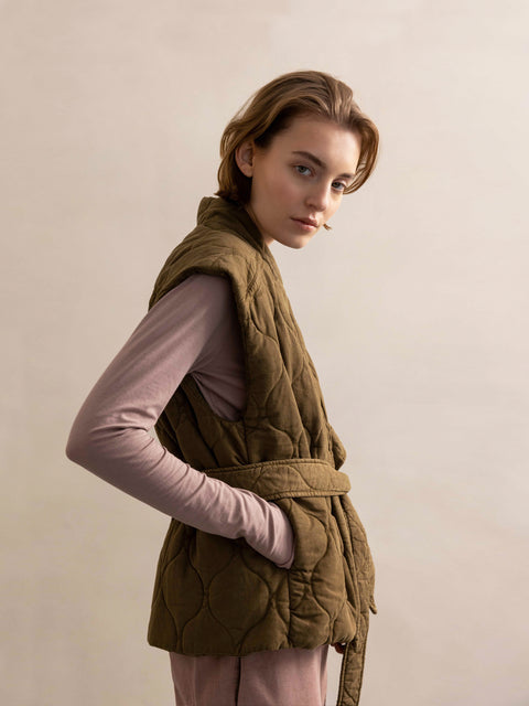 Quilted jacket (mouwloos) - dark moss