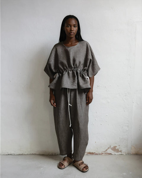 OS extra loose pants - tobacco