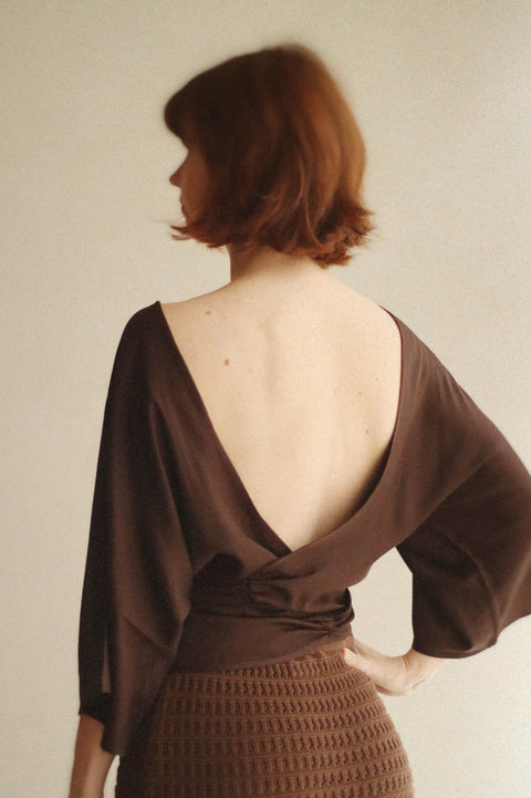 Geknoopte bloes - bruin