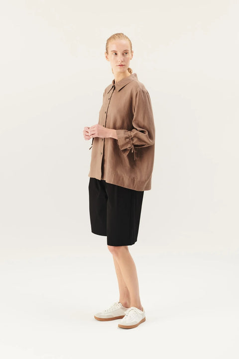 Linnen bloes 'Selia' - taupe