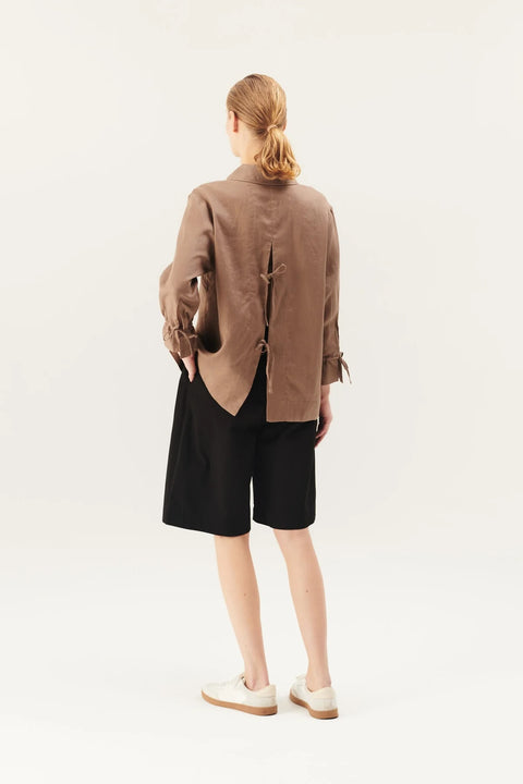 Linnen bloes 'Selia' - taupe