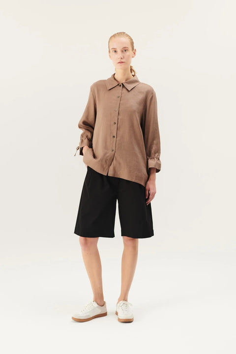 Linnen bloes 'Selia' - taupe