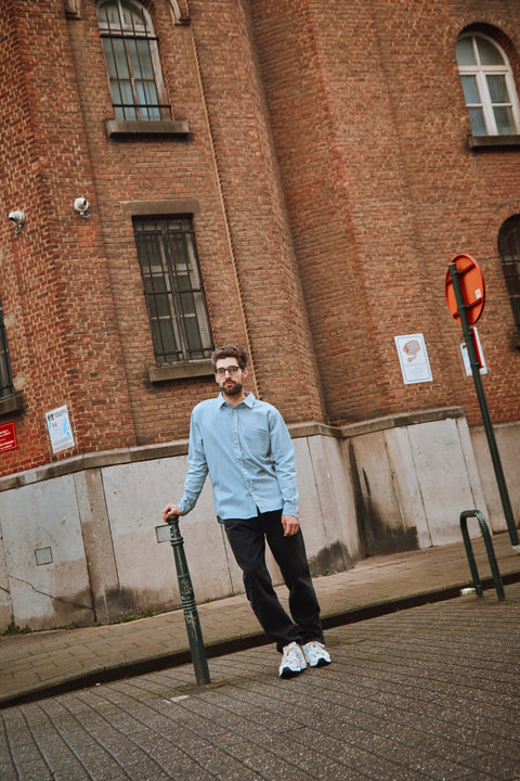 Uniseks hemd uit flanel - Bleu Ciel