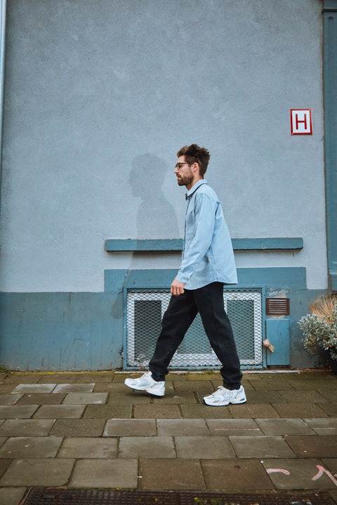 Uniseks hemd uit flanel - Bleu Ciel