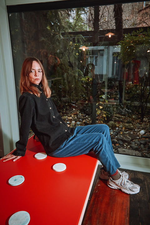 Uniseks broek uit ribfluweel - Dark Denim