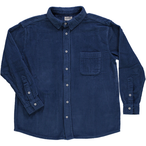 Ribfluwelen hemd - dark denim (laatste S)