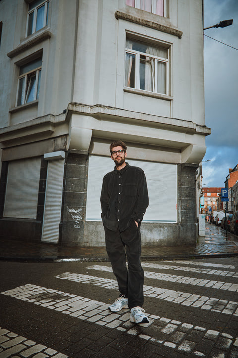 Ribfluwelen hemd - Pirate Black (grijsgroen)