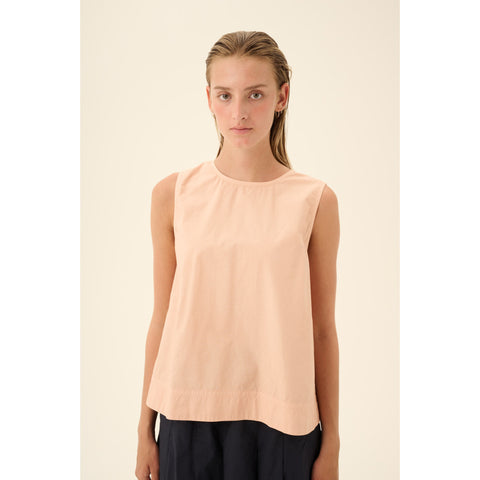 Mouwloze bloes 'Sharren' - beige rose