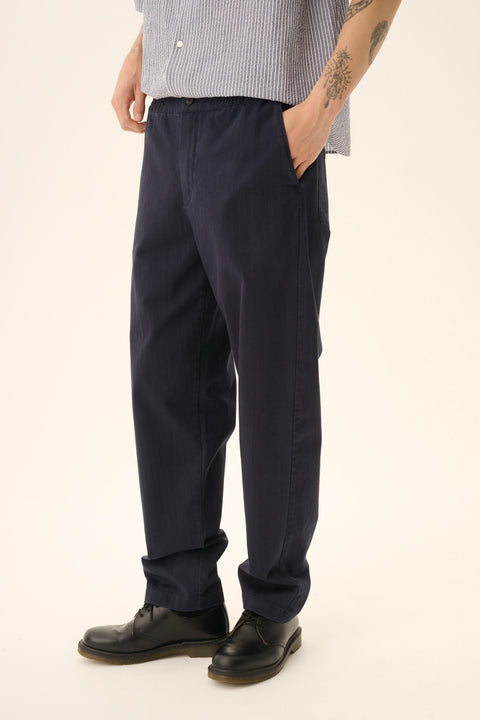 Broek 'Parvel Herringbone' - dark navy