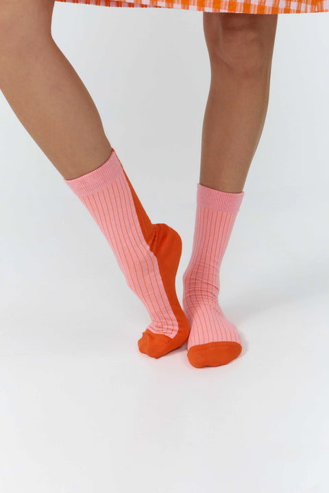 Sokken 'Maro' - oranje-rood/roze