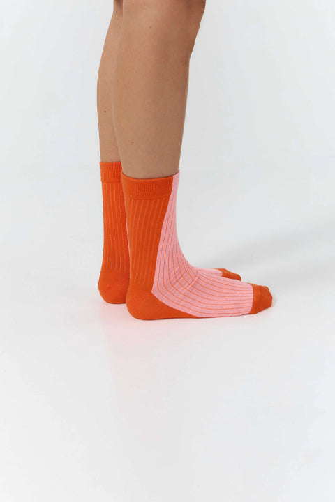 Sokken 'Maro' - oranje-rood/roze