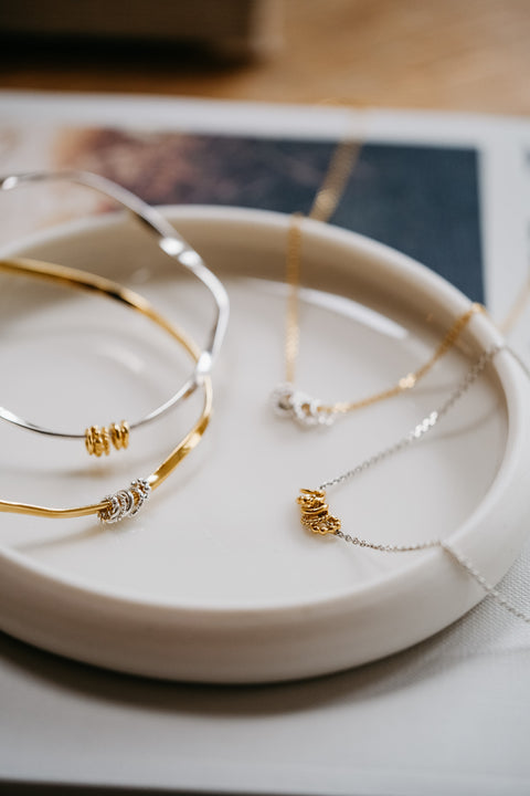 Armband La Reconnaissante - zilver met vergulde ringetjes (pre-order)