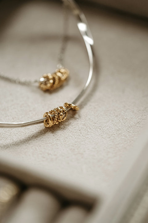 Armband La Reconnaissante - zilver met vergulde ringetjes (pre-order)