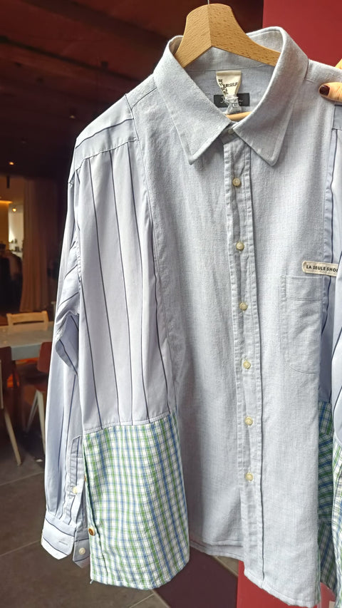 Hemd: pièce unique ( lichtblauw gestreept en groene ruitjes )