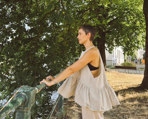 Loose tanktop - ecru/caramel