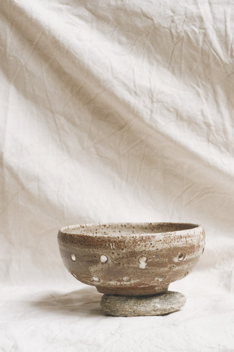 Berry bowl - eggshell met bruin accent