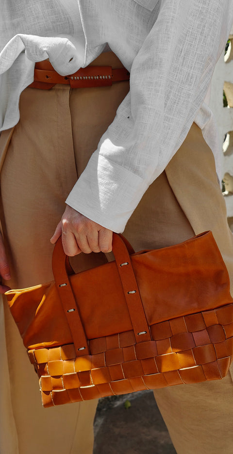 Mimbre trapecio bag - hazelnut