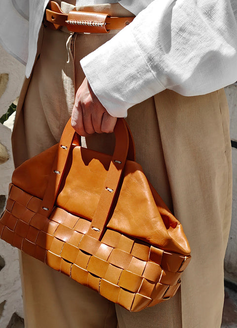 Mimbre trapecio bag - hazelnut