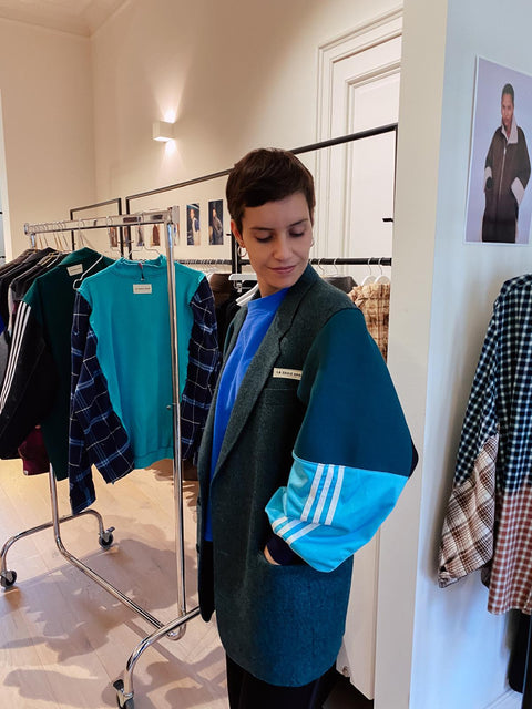 Blazer: pièce unique XVIII (groen met donkergroene en lichtblauwe mouwen)