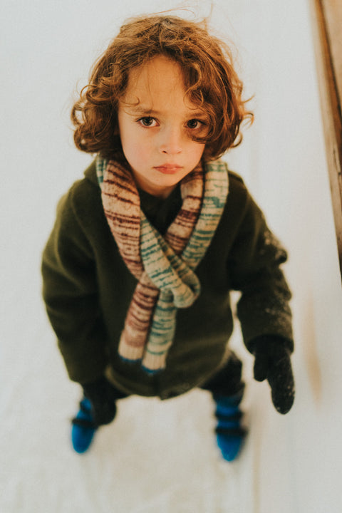 Jasje van gekookte wol - olijfgroen