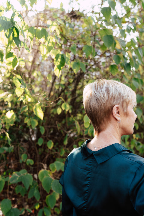 Zijdezachte bloes - donkergroen