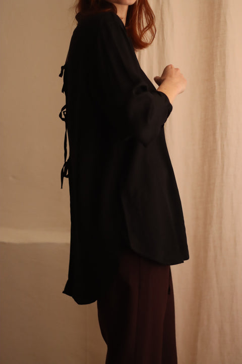Open back hemd - zwart (laatste medium)