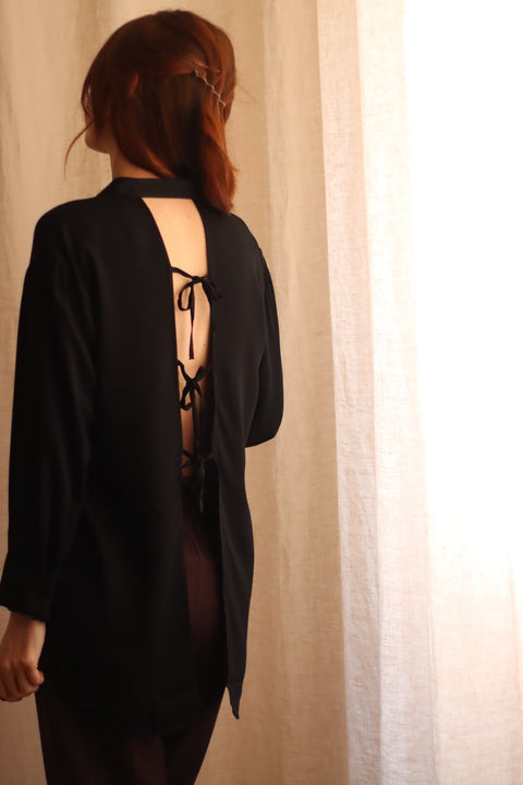 Open back hemd - zwart (laatste medium)