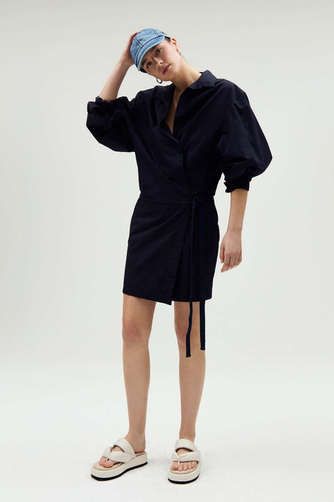 Jurk uit biokatoen met ballonmouwen (laatste L)