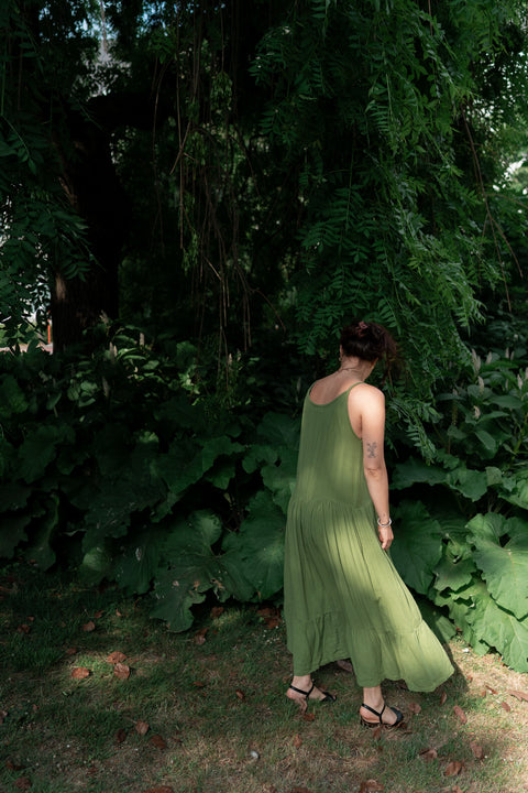Lange zomerjurk (om in te wonen) - turtle green