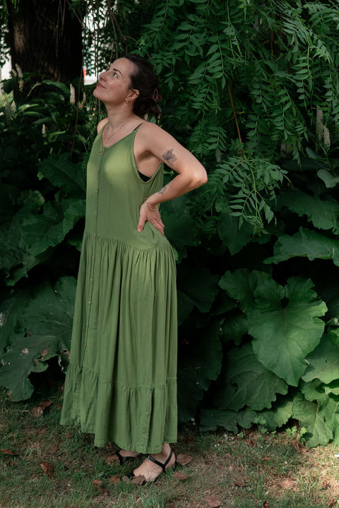 Lange zomerjurk (om in te wonen) - turtle green