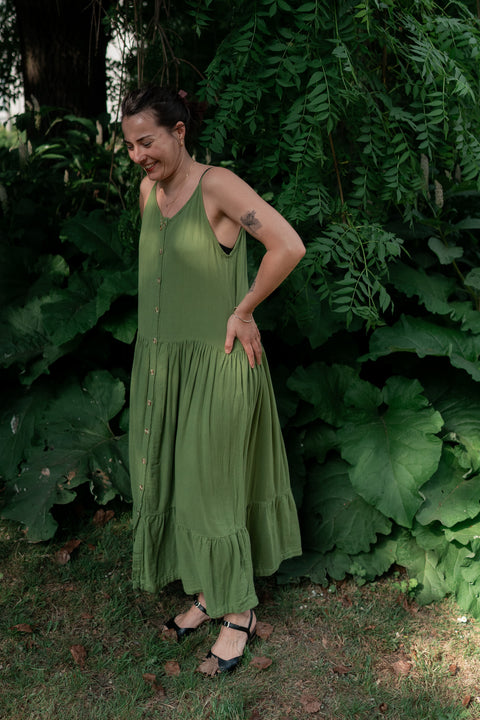 Lange zomerjurk (om in te wonen) - turtle green