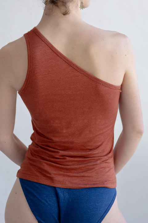 Linnen asymmetrische top - roest