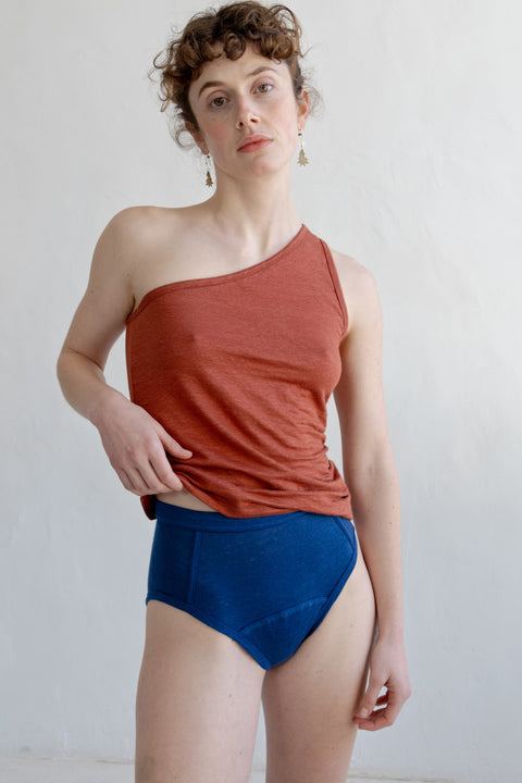 Linnen asymmetrische top - roest