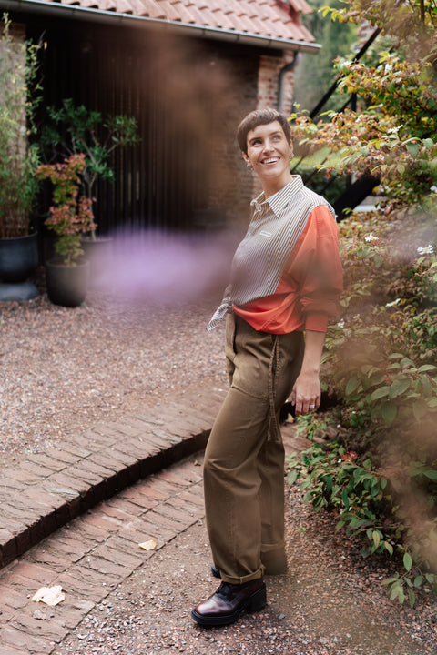 Wide woven pants - dark moss