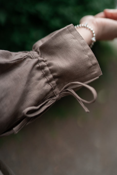 Linnen bloes 'Selia' - taupe