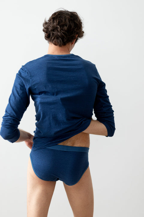 Linnen shirt met lange mouwen - Indigo (uniseks)