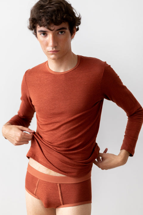 Linnen shirt met lange mouwen - Roest (uniseks)