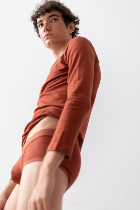 Linnen shirt met lange mouwen - Roest (uniseks)