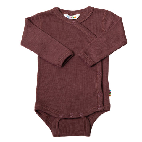 Overslagbody met knoopjes - aubergine (prematuur)