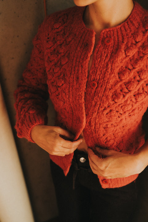 Coby knit fresa - dotted cardigan in rozerood