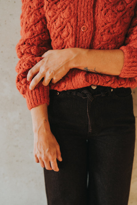 Coby knit fresa - dotted cardigan in rozerood