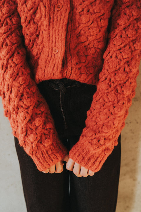 Coby knit fresa - dotted cardigan in rozerood