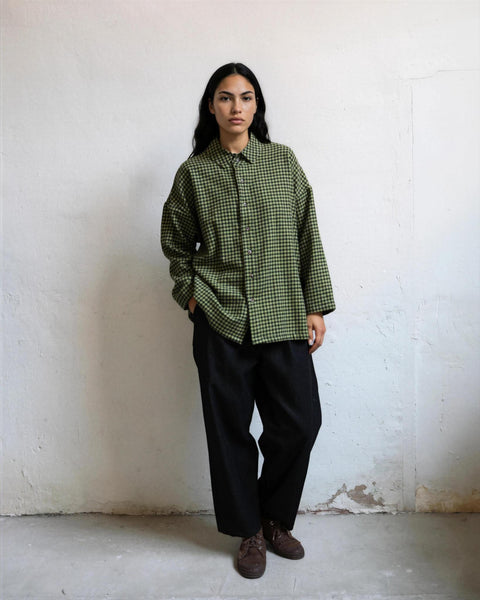 Plaid winter shirt green/black