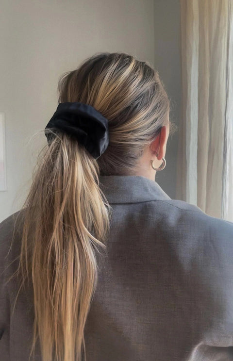 Scrunchie uit zijde XL - zwart