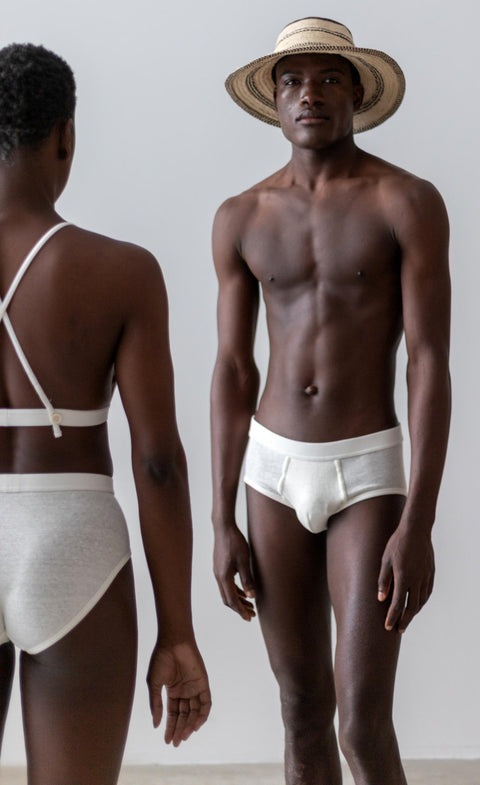 Linnen slip hoge taille - ecru