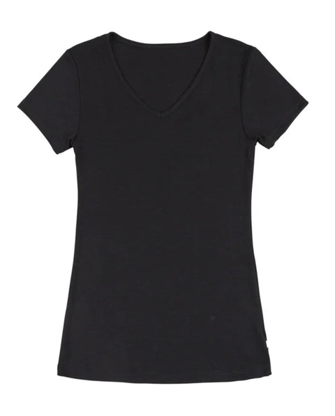 T-shirt met V-hals uit wol tot XXL - zwart
