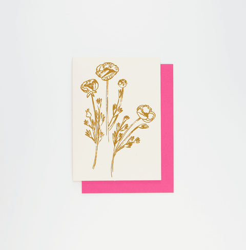 Wenskaart - Golden Flowers
