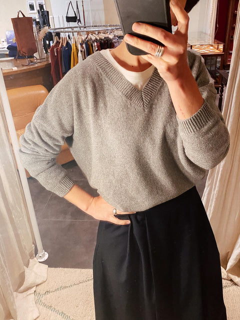 Cashmere V sweater - grey